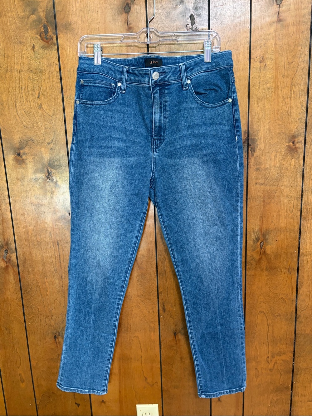 Quince Women's Slim High-Rise Blue Skinny Jeans